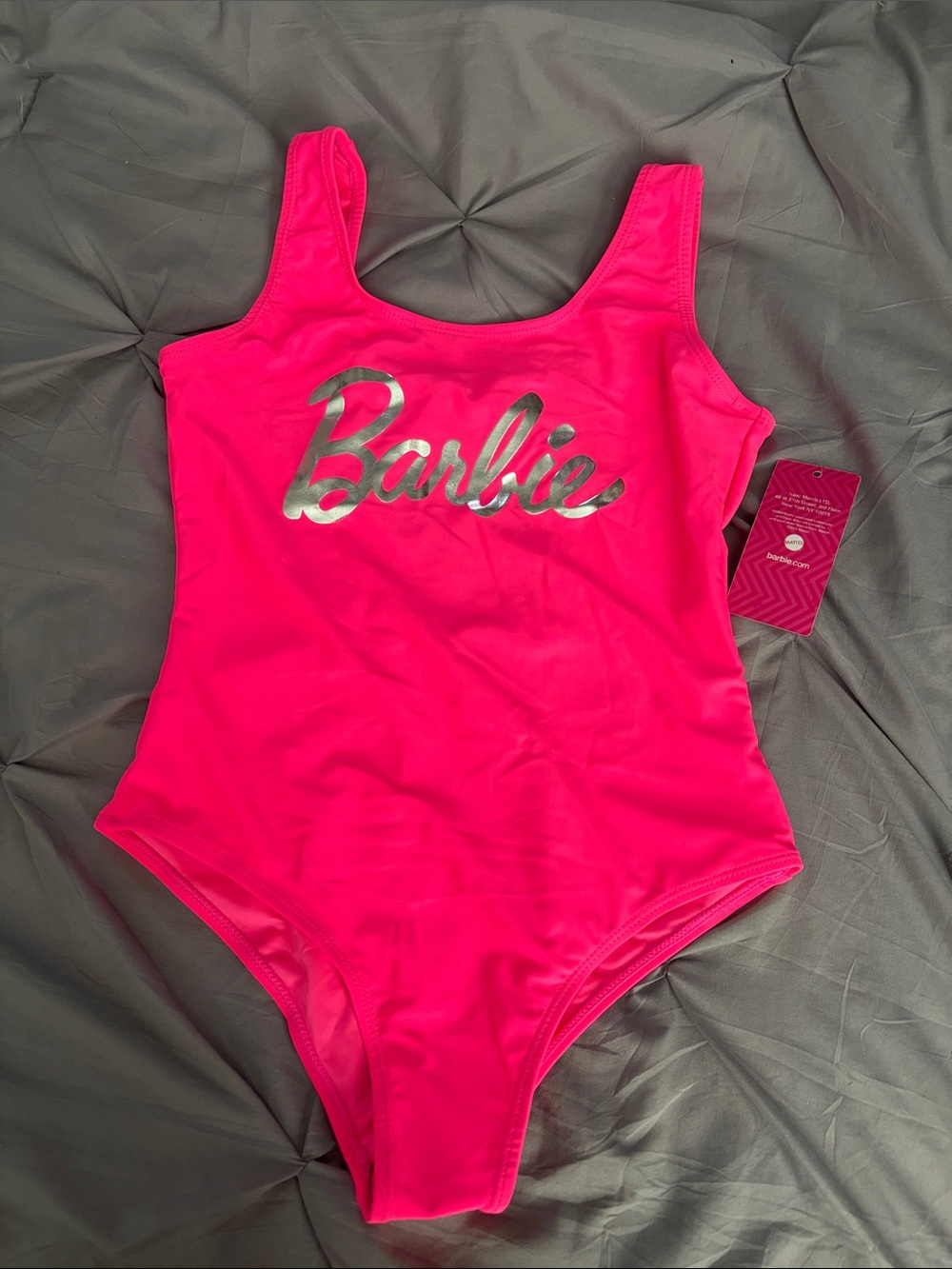 Barbie HOT Pink One-Piece Swimsuit with Silver Script